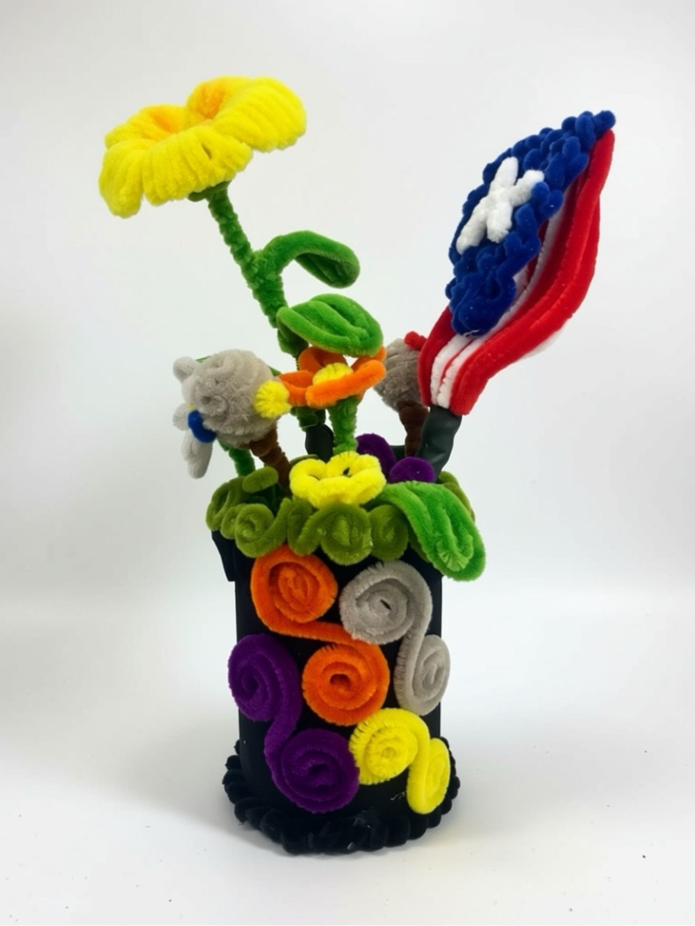 Puertorican Colorful Felt Flower Bouquet Accent - Multicolor Home Decor
